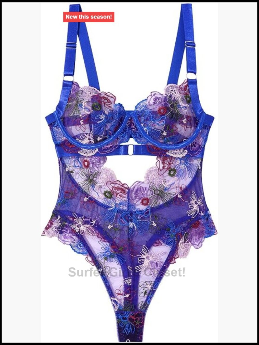 Lace Floral Embroidered Teddy Bodysuit Sheer Mesh One Piece Backless Lingerie